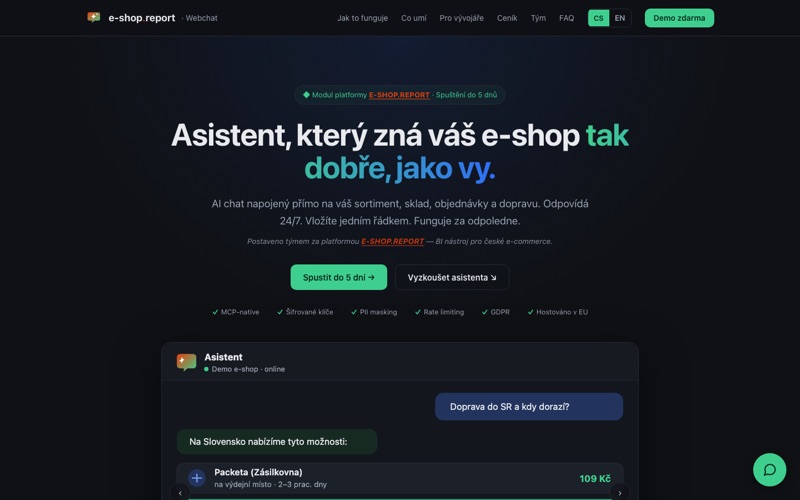 Úvodní stránka e-shop.chat